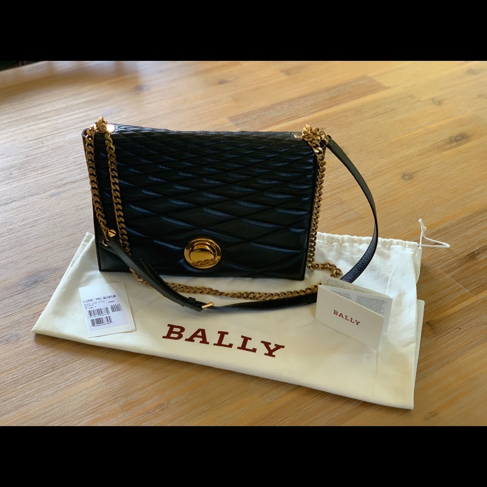 Bally Black Lamb Medium Lune Handbag